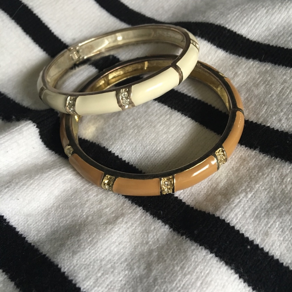 White and tan bracelets